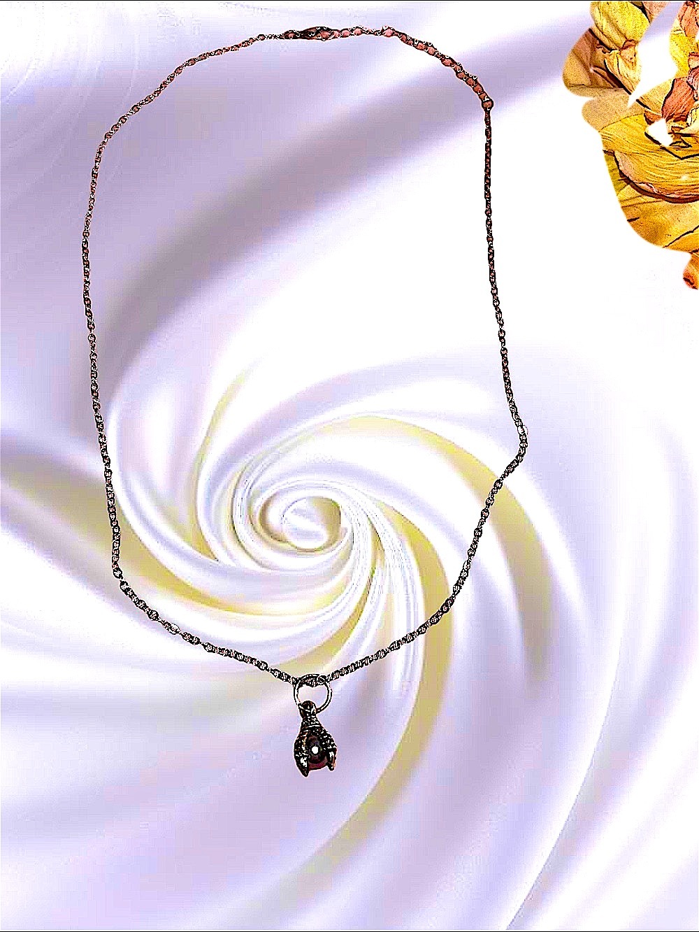 Rose Gold Women's Pendant Necklace with Grey Pearl Charm